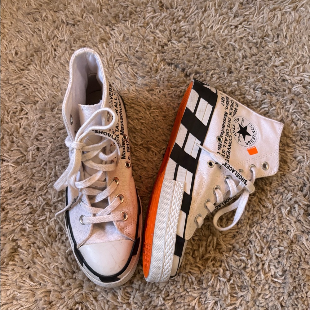 Off-White High-Top Sneakers - White and Orange